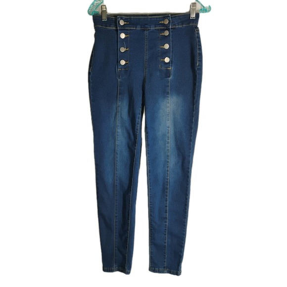 Denim - Unbranded Women's MEDIUM Dual Button Flap Closure Mid Rise Denim Blue Jeans